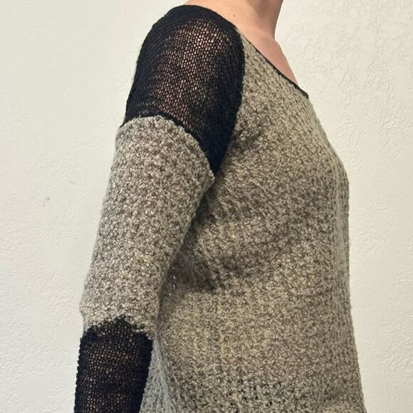 Helmut Lang Flecked Bouclé Pullover size S Black Beige Sweater Knit Asymmetrical - Picture 5 of 10
